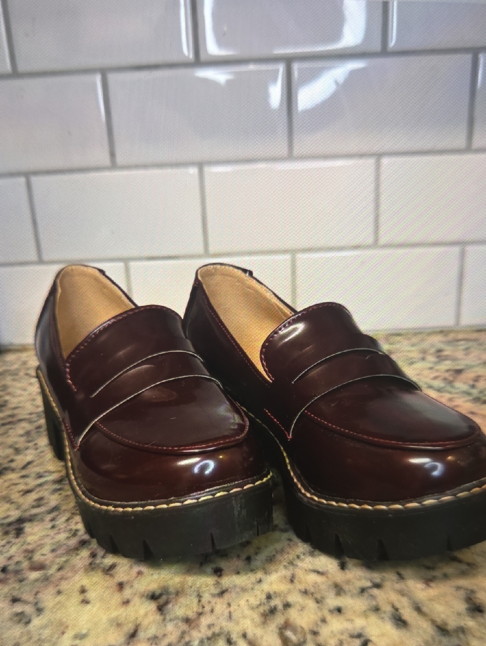 Burgundy Patent Chunky Loafers